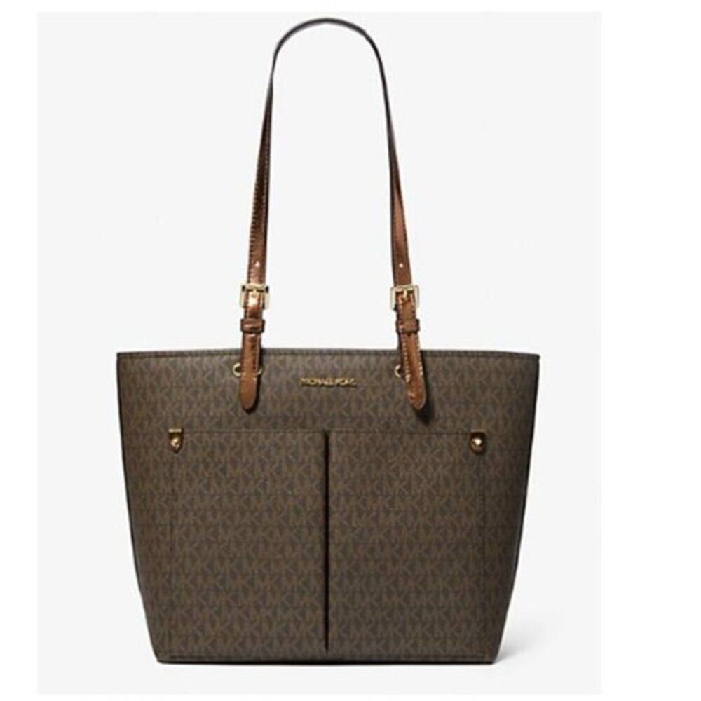 MK Jet Set Medium Signature Logo All Over Print Pocket Tote‎ Bag $550 - Picture 5 of 7